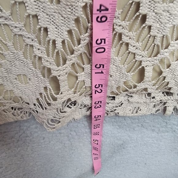 Chicos  crochet Tan Taupe Lace Maxi Sleeveless Dress One Womens Size 1 - Picture 10 of 12